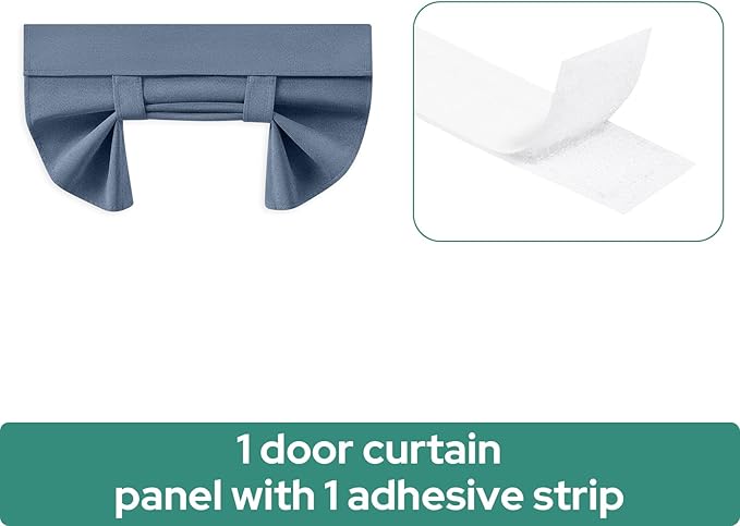 HOMEIDEAS 100% Linen Blackout French Door Curtains, Privacy Small Door Window Curtains, 26 X 20 Inch Shades for Front Window, Thermal Insulated Covering, 1 Panel, Stone Blue