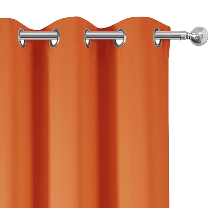 LEMOMO Blackout Curtains 66 x 54 Inch Long Orange Curtains Set of 2 Panels Room Darkening Curtains for Bedroom and Living Room