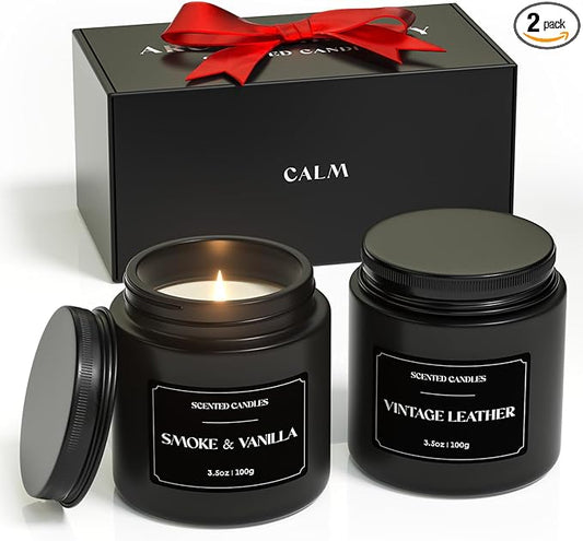NORVENCE Scented Candles Gift Set, Stress Relief Candles for Home, Premium Soy Candle Set, Candles for Men and Men, Birthday Gifts (Black, 7 oz)