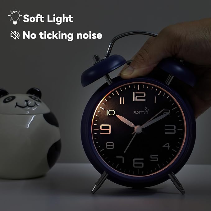 FLOITTUY (Loud Alarm for Deep Sleepers 4'' Twin Bell Alarm Clock, Stereo Digital Dial Alarm Clock with Backlight for Bedroom and Home Decoration(Nautical Blue) - Image 3