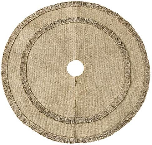 Christmas Tree Skirt, 30 inches Small Plain Burlap Tree Skirt with Tassels, Natural Jute Tree Skirt for Xmas Home Decor Indoor, Fall Winter Rustic Christmas Decorations for Slim Pencil Tree - Image 2