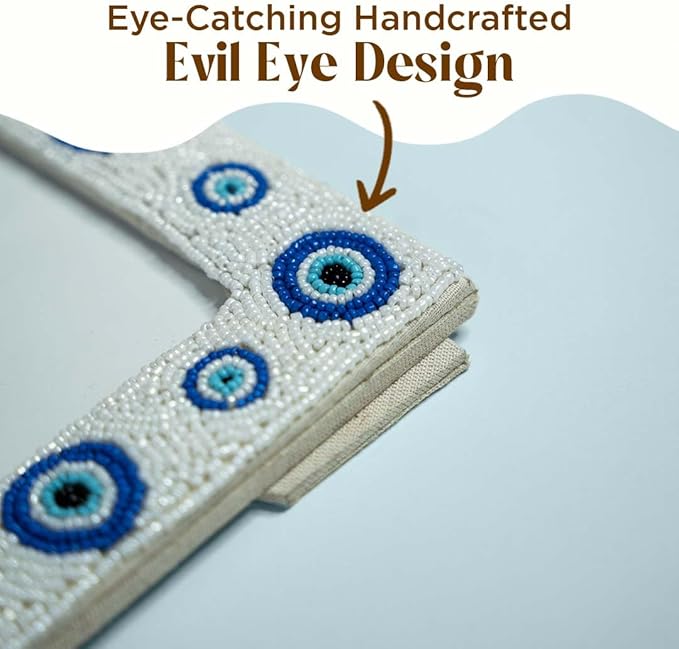 Folkulture Picture Frame for Wall or Tabletop | Evil Eye 5x7 Aesthetic, Cute, Protective Evil Eye Design Photo Frame| Vertical & Horizontal Display | Handmade Housewarming Gifts