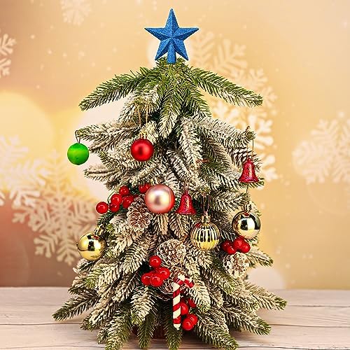 Hanaive Christmas Tree Topper Mini Star Small, Blue, 2.36 Inch, Glitter - Image 3