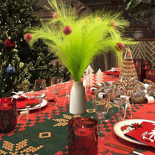 8Pcs Christmas Tree Topper, 16.9 Inch Green Lime Curly Tree Picks with Red Glitter Balls Xmas Artificial Green Ornaments Stems for Christmas Tree Wreath Decorations Home Party Crafts Decor - Image 3