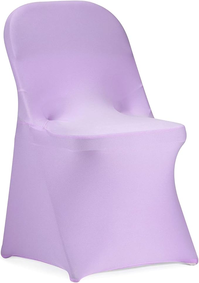 Peomeise Stretch Spandex Folding Chair Cover for Wedding Party Dining Banquet Event (Lavender,25pcs)