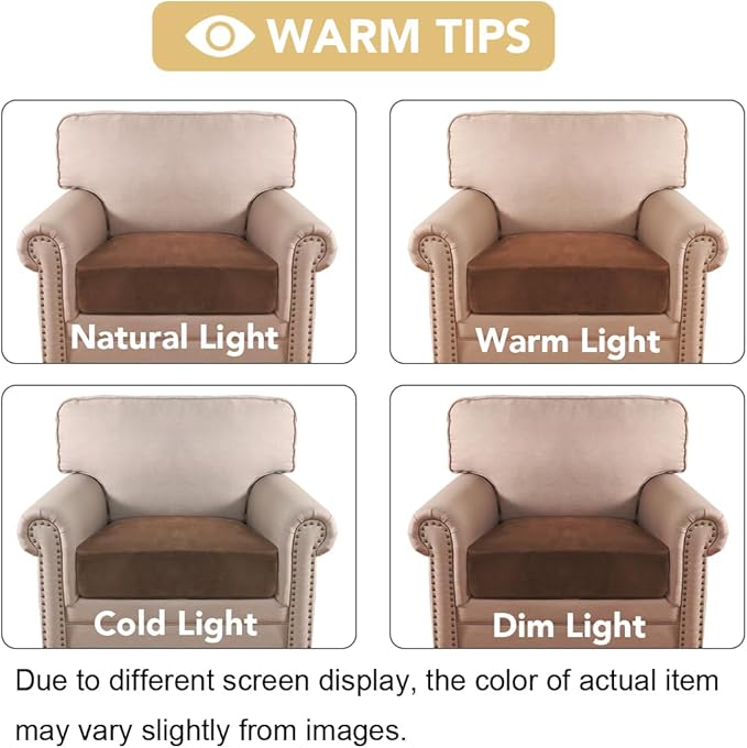 H.VERSAILTEX Velvet Stretch Couch Cushion Cover Plush Cushion Slipcover for Chair Cushion Furniture Protector Seat Cushion Sofa Cover (1 Piece Armchair Cushion Covers, Caramel Cafe)