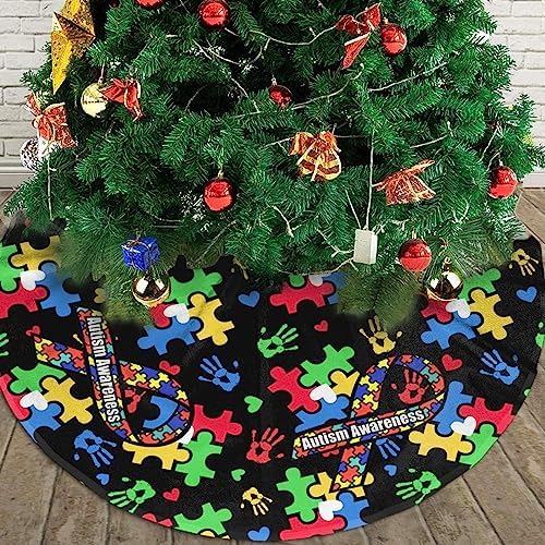 Autism Awareness Tree Skirt Christmas Tree Ornaments Tree Skirt for Christmas Decoration 30" - Image 3