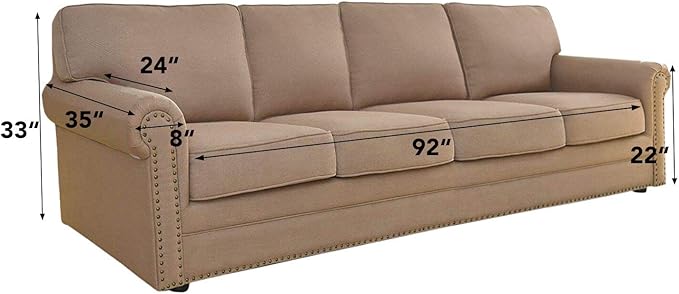 Easy-Going Stretch 4 Seater Sofa Slipcover 1-Piece Sofa Cover Furniture Protector Couch Soft with Elastic Bottom for Kids, Polyester Spandex Jacquard Fabric Small Checks Olive Green