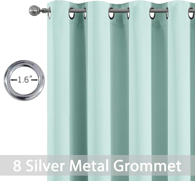 Yakamok Aqua Blackout Curtains 84 Inch Length Light Blocking Thermal Insulated Room Darkening Solid Grommet Window Treatment Drapes Curtain for Bedroom Living Room (W52xL84 2 Panels Aqua Blue)