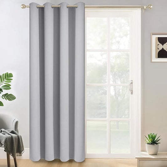 Yakamok Light Gray Blackout Curtain Panels 96 inches - Light Reducing Thermal Insulated Solid Grommet Blackout Curtains/Panels/Drapes for Living Room 1 Panel, 52 inches by 96 Inch, Light Grey