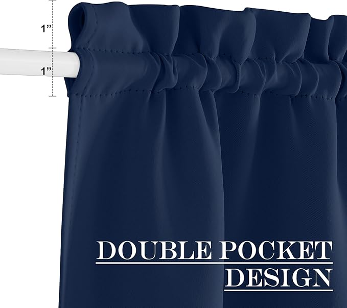 NICETOWN Blackout Side Door Curtains, Front Door Curtains for Small Window, Privacy Shades for Sidelight, Thermal Insulated Window Covering, Navy, 1 Panel, W12 X L40 Inches Long
