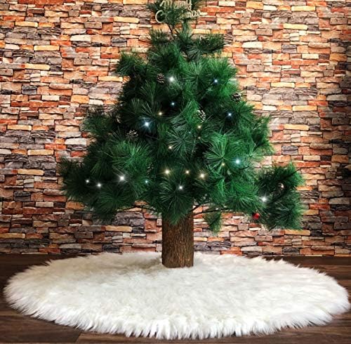 Christmas Tree Skirt 48 inches Faux Fur Snowy White Xmas Large Tree Skirt Mat for Christmas Party Decorations - Image 6