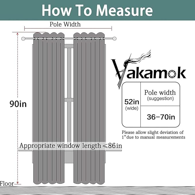Yakamok 90 Inch Long Blackout Curtains Room Darkening Thermal Insulated with Grommet Window Curtain for Bedroom, 52Wx90L inch, Sage Green, 2 Panels