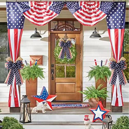 Patriotic Decor Bows for Wreaths,Burlap Red White Blue Stripe Stars Tree Topper Bow for 4th of July,Independence Day,Memorial Day,Veteran's Day,Front Door Indoor Outdoor Decorations - Image 6