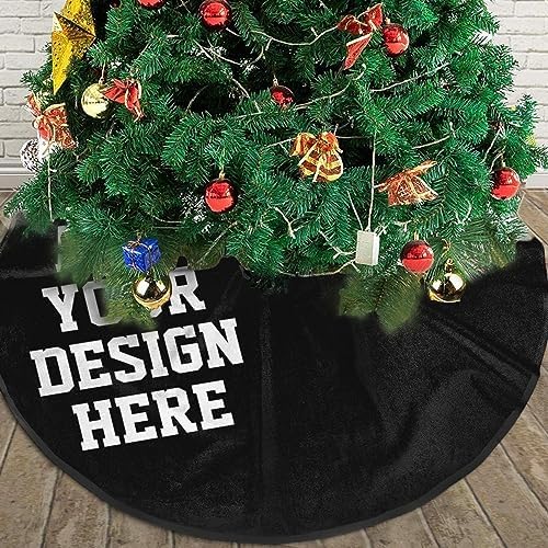 Custom Christmas Tree Skirt Add Photo Text Logo, Personalized Xmas Large Tree Mat, New Year Festive Holiday Party Decorations 30" inches - Image 5