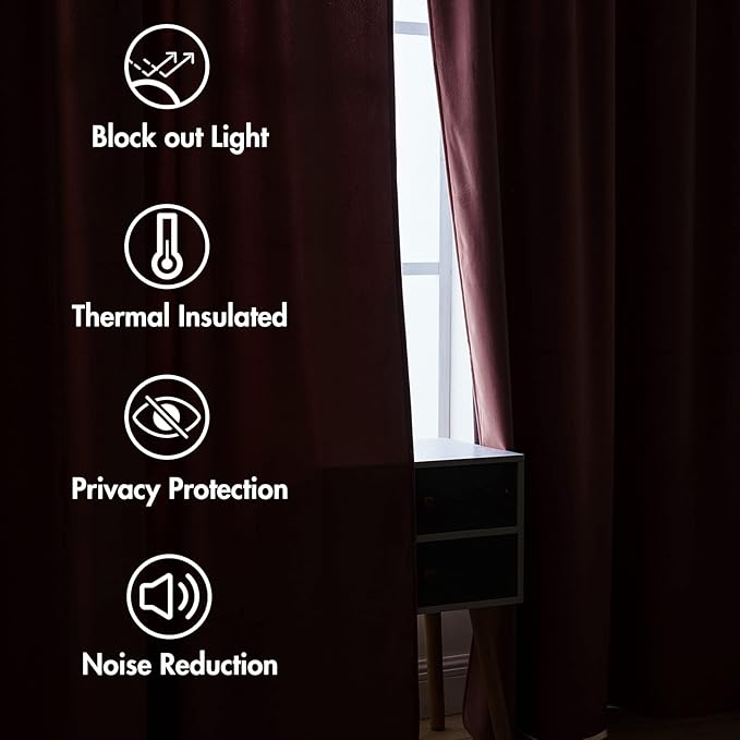 MIULEE Velvet Curtains 63 inch Length 2 Panels - Luxury Blackout Curtains for Bedroom Living Room Thermal Insulated Super Soft Window Drapes Rod Pocket & Back Tab, Dusty Rose Pink