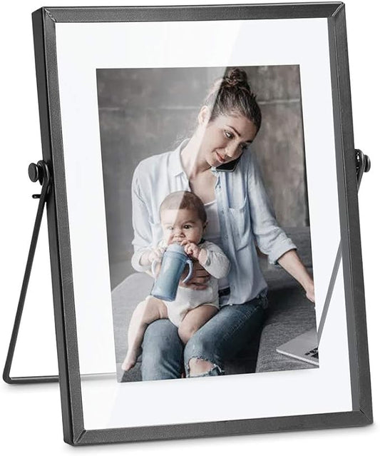 AceList 5x7 Picture Frame Collection Black Metal Floating Frame for Wedding, Bedroom, Home, Office Decor