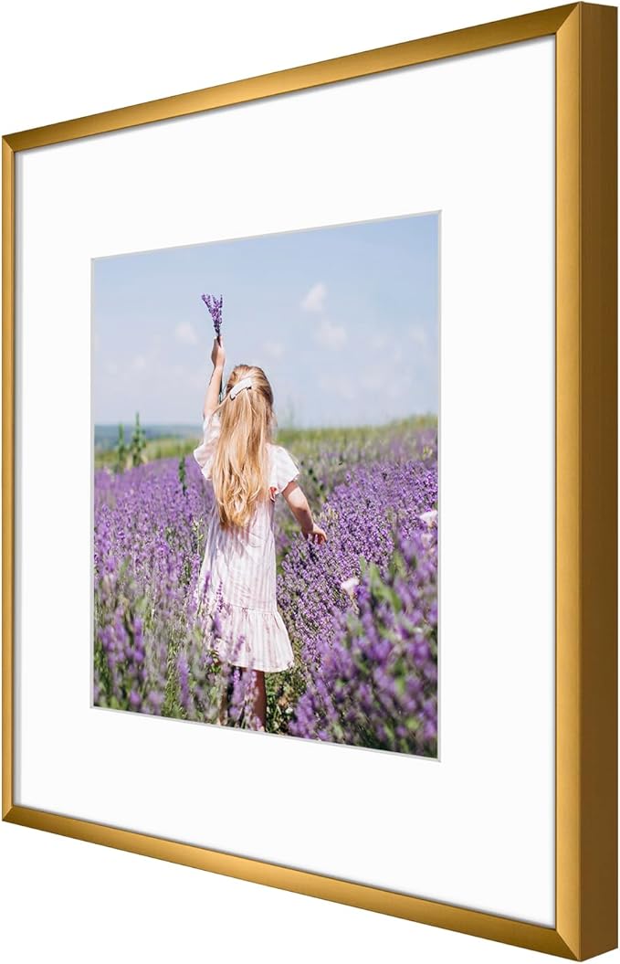 Golden State Art, Gallery Wall Frame Set of 6 - Bronze 12x12 Aluminum Photo Frames with Mat for 8x8 Pictures - 12 x 12 inch Metal Frame with Real Glass Cover - Elegant Home or Office Decor