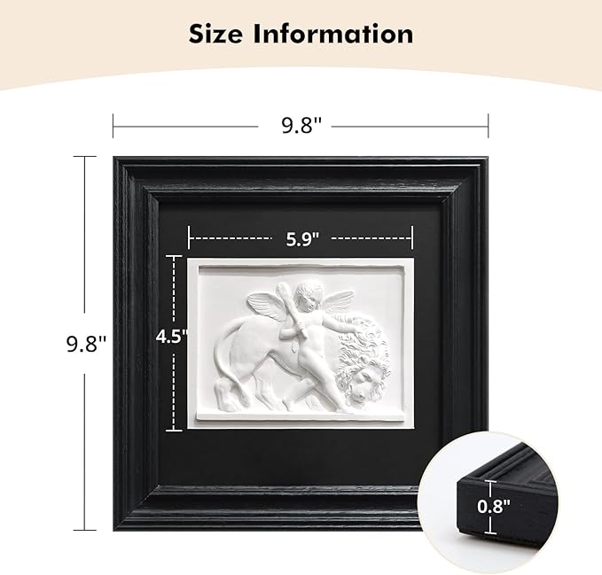 FOLKOR LIFE Cherub Angels Framed Wall Art Sculpture for Home Vintage Decor, Black and White Wall Decor Greek Mythology Classic Cupid Arrow Artwork Figurines for Room Decor, Gift for Anniversary