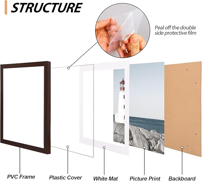 Fixwal 20 Pack Picture Frames Collage Wall Decor Wall Frame Set for Gallery Wall Decor, Hanging or Tabletop Display, Assorted Picture Frames Including 8x10, 5x7, 4x6 Family Photo Frames, Brown