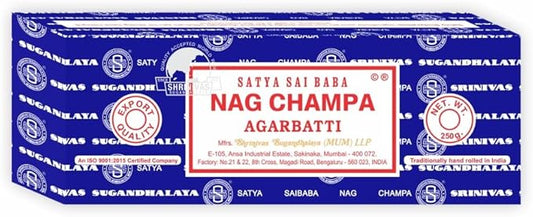 Satya Sai Baba Satya Nag Champa Incense Sticks 250 gmx 2 Pack (500 GMS), Agarbatti Hand Rolled Agarbatti Fine Quality Incense Sticks for Purification, Relaxation, Positivity, Yoga & Meditation