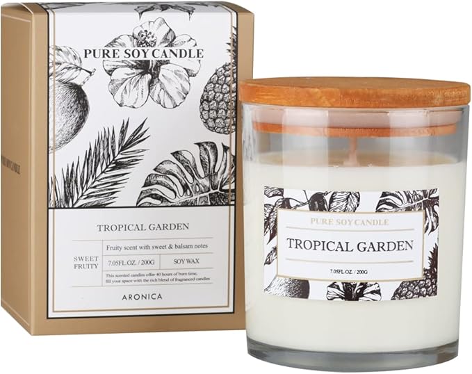 Aronica Tropical Hawaiian Soy Candle, Island Candle Summer Sunset Scented, House Wax, Scent Candles for Home, Bestfriend Gift, Baby Shower Game Gift, Beachy Scented Candles