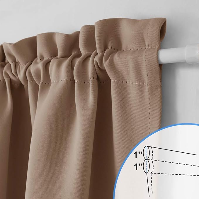 NICETOWN Blackout Panel for French Door - Thick Privacy Blackout Curtain for Glass Door/French Door with Adjustable Tie-Back (1 Piece, W54 x L72 inches, Cappuccino)