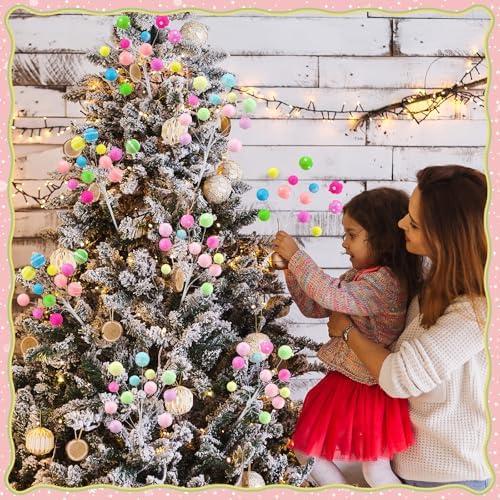 Janinka 8 Pcs Christmas Picks Pastel Christmas Candy Decorations Lollipop Macaron Xmas Tree Picks Xmas Tree Topper Glowing Fur Ball for Vase Fillers DIY Crafts Displays Home New Year - Image 2