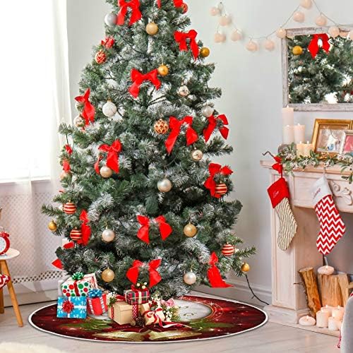 ATTX Christmas Bell Christmas Tree Skirt Home Decoration Large Round Tree Skirt 35.4 Inches - Image 4
