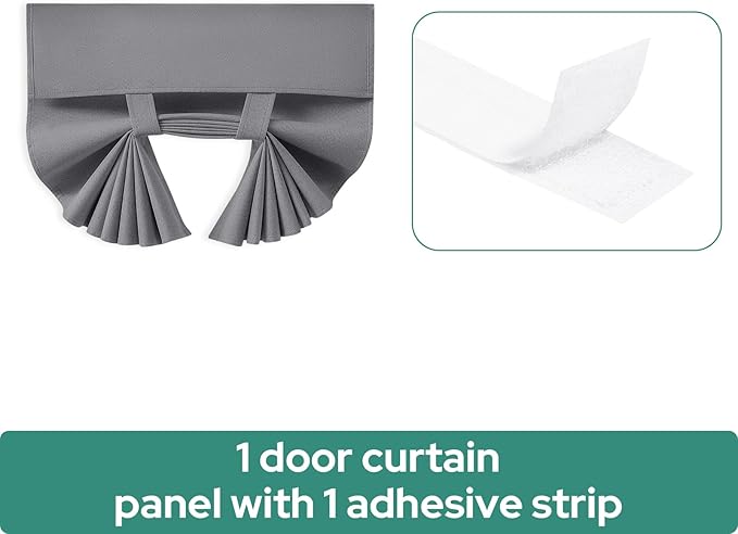 HOMEIDEAS 100% Dark Grey Linen Blackout French Door Curtains, Privacy Door Window Curtains, 34 X 68 Inch Room Darkening Blinds, Thermal Insulated Shades for Bedroom, 1 Panel