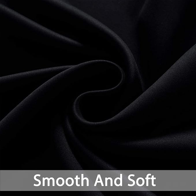 Yakamok 84 Inch Length 100% Blackout Curtains for Bedroom, Light Blocking Drapes Room Darkening Thermal Insulated Solid Grommet Panels for Living Room(70Wx84L, Black, 2 Panels)