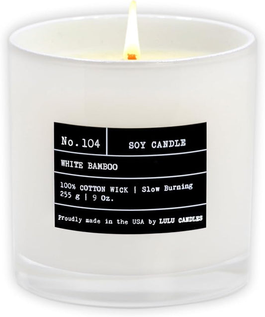 Lulu Candles | White Bamboo | Luxury Scented Soy Jar Candle | Hand Poured in The USA | Highly Scented Long Lasting (9 Oz.)