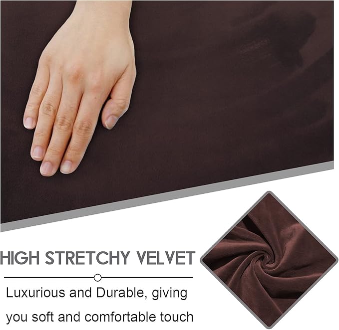 ULTICOR Velvet 8-Pieces Recliner Sofa Covers Stretch Reclining Couch Covers for 3 Cushion Reclining Sofa Slipcovers Furniture Covers Thick Soft Washable (3 Seater Recliner Cover, Chocolate)