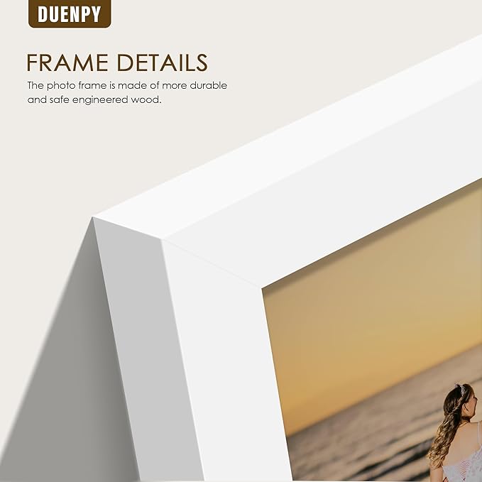5 Folding 5x7 Picture Frame Horizontal Engineered Wood Accordion Photo Frame with Plexiglass Tabletop Bookshelf Display White