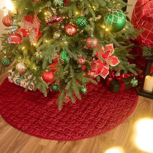 Valery Madelyn 48 Inch Red Christmas Tree Skirt for Tree Decorations - Image 3