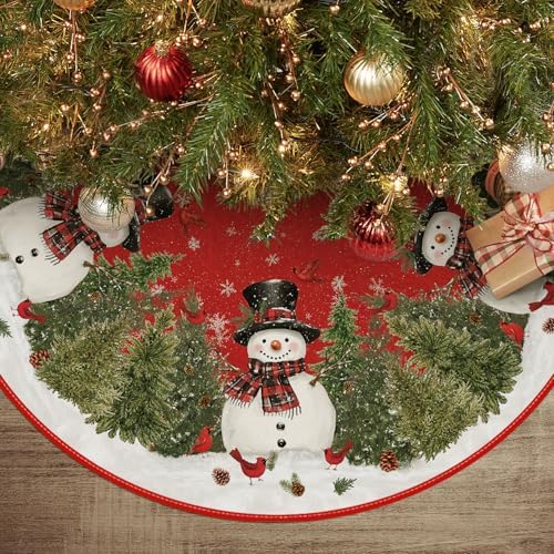 AVOIN colorlife Cardinals Cedar Snowman with Scarf Christmas Tree Skirt 36" by AVOINcolorlife