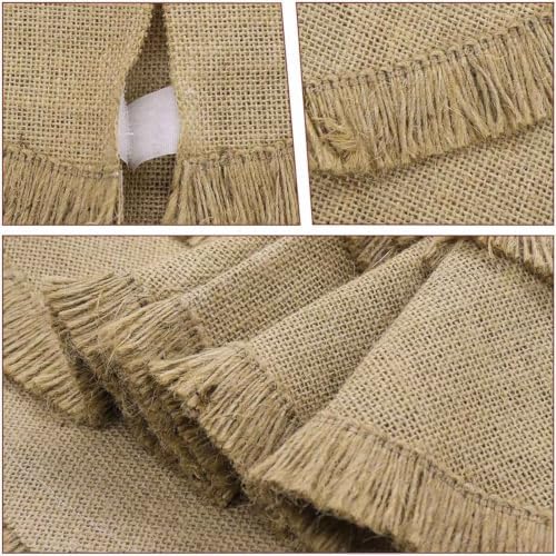 Yuboo 48" Burlap Christmas Tree Skirt with 2-Layer Tassel Design, Brown Rustic Farmhouse Jute Linen Large Fall Tree Skirt for Wedding, Birthday, Christmas Decor - Image 4