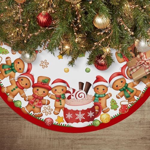 Christmas Tree Skirt 36 Inch Gingerbread Funny Xmas Home Party Decor by SiiluesOfficial