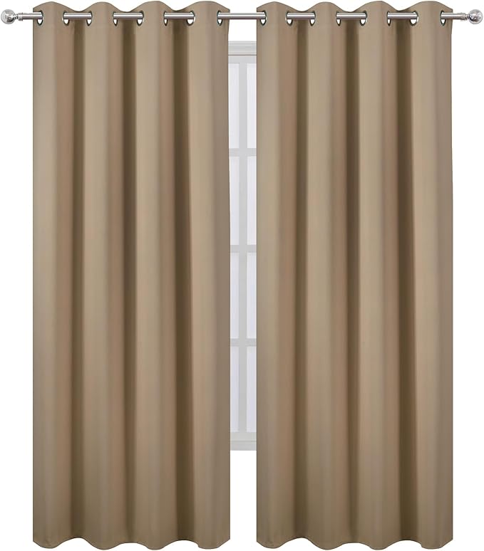 LEMOMO Natural Thermal Blackout Curtains/52 x 95 Inch/Set of 2 Panels Room Darkening Curtains for Bedroom