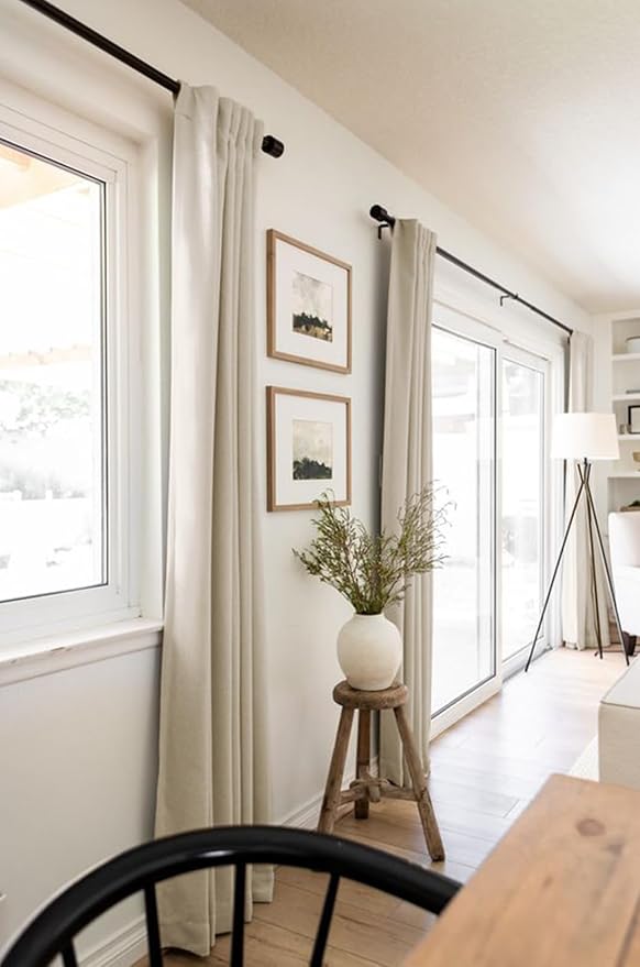 100% Blackout Shield Linen Blackout Curtains for Bedroom 80 Inches Long, Back Tab/Rod Pocket Living Room Drapes, Thermal Insulated Blackout Curtains 2 Panels Set, 50" W x 80" L, Oatmeal