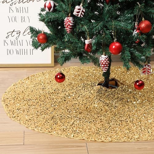 Mr. Pen- Christmas Tree Skirt, 36 inch, Gold - Image 6