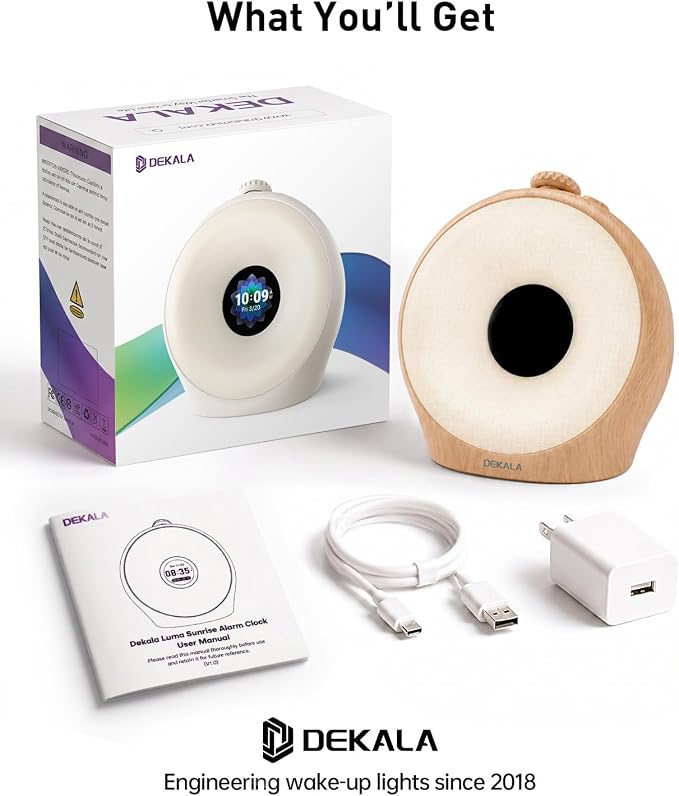 Dekala Sunrise Alarm Clock for Heavy Sleepers with Pulse Wake, Sunset Sound Machine with Breathing Ambient Light, Loud Alarm for Bedrooms, Wake Up Light, Digital Color Display & 7 Themes, No App - Image 9