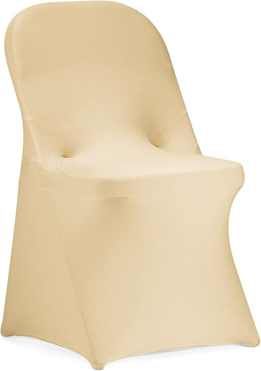 Peomeise Stretch Spandex Folding Chair Cover for Wedding Party Dining Banquet Event (Champagne,12pcs)