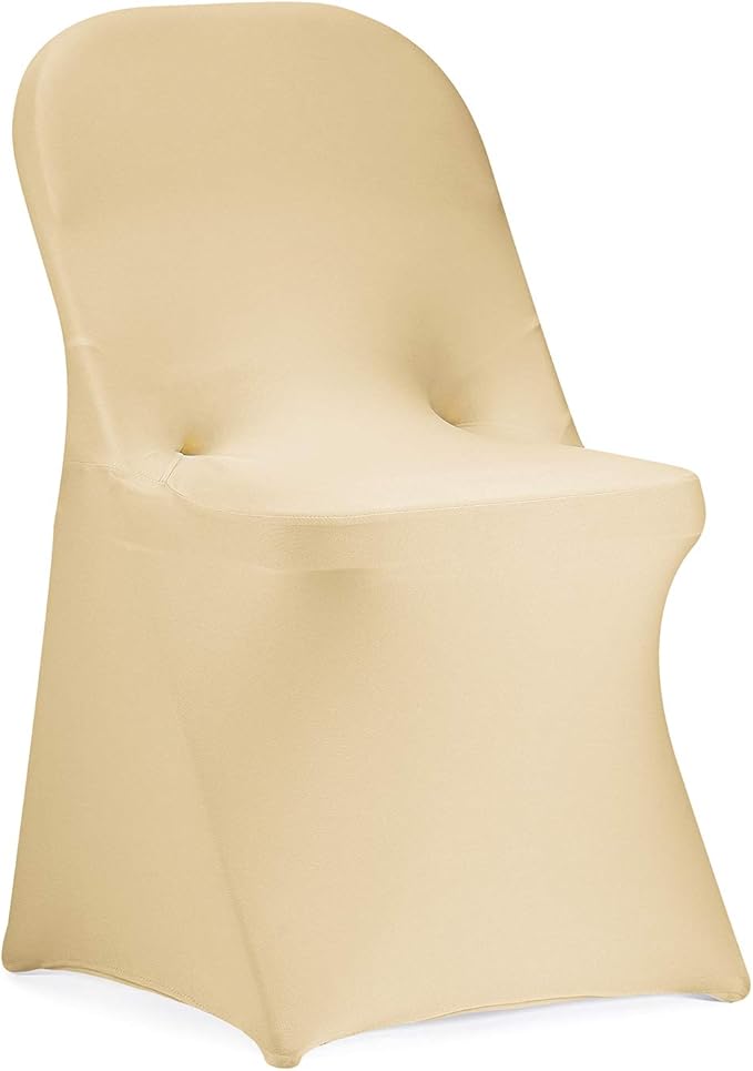 Peomeise Stretch Spandex Folding Chair Cover for Wedding Party Dining Banquet Event (Champagne,6pcs)