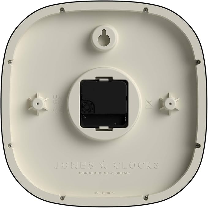 JONES CLOCKS® Pulsar wall Clock | Square Rounded Retro Clock | 10 inch | Black | Cool Designer Look for Kitchen, Living Room or Office