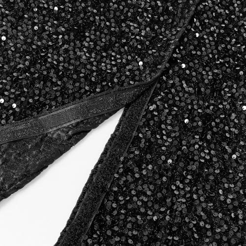 DUOBAO Black Tree Skirt 48 Inch Sequin Velvet Shimmering Outdoor Ornament Christmas Skirts for Luxury Glittery Mermaid Floor Mat Xmas Holiday Home Decor - Image 4