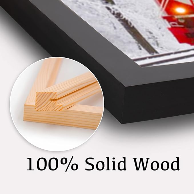 Egofine 18x24 Solid Wood Poster Frames Matted for 16x20 Black - Acrylic Plexiglass Front for Wall Mounting Hanging Picture Frame Vertically or Horizontally, Set of 2