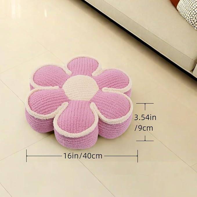 Pink Flower Pillow Decorative Throw Pillows 16" Fluffy Soft Flower Plush Floor Cushion for Couch Bed Girls Room Bedroom Decor Aesthetic (1, Pink, 16 Inch)