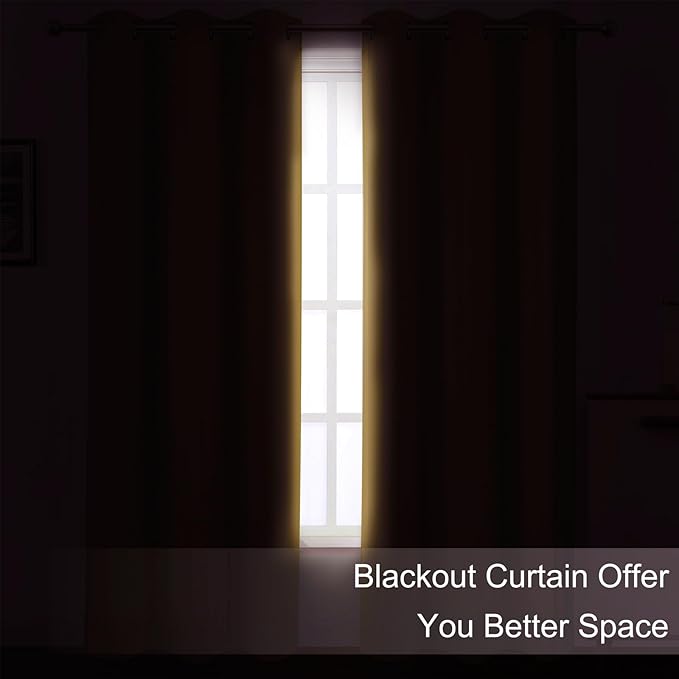 LEMOMO Mustard Yellow Blackout Curtains 66 x 63 Inch Length/Set of 2 Curtain Panels/Thermal Insulated Room Darkening Blackout Curtains for Bedroom