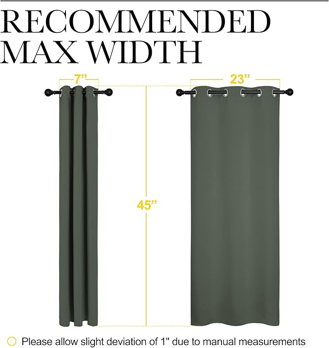 NICETOWN Blackout Curtain Panels for Living Room, Thermal Insulated Solid Grommet Top Blackout Draperies/Drapes for Christmas Window (Dark Mallard, 1 Pair, 29 x 45 inches)